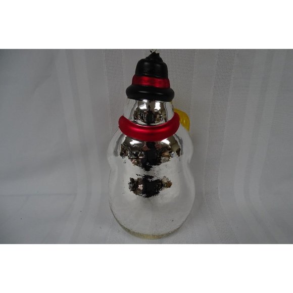 Dept 56 9" Hand Blown Mercury Glass Snowman Christmas Decoration Hand Painted - Picture 3 of 4